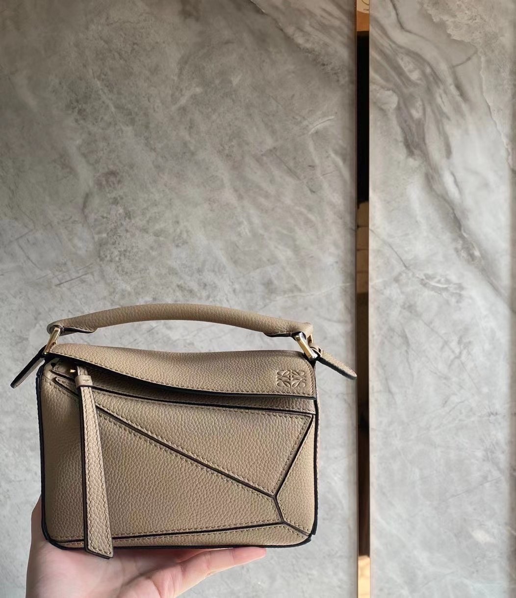 Loewe Puzzle Mini Bag In Sandy Grained Calfskin