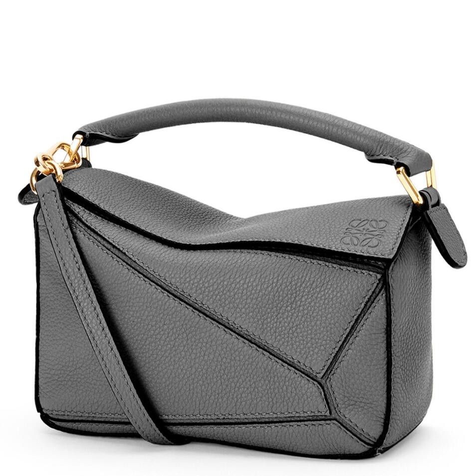 Loewe Puzzle Mini Bag In Asphalt Grey Grained Calfskin