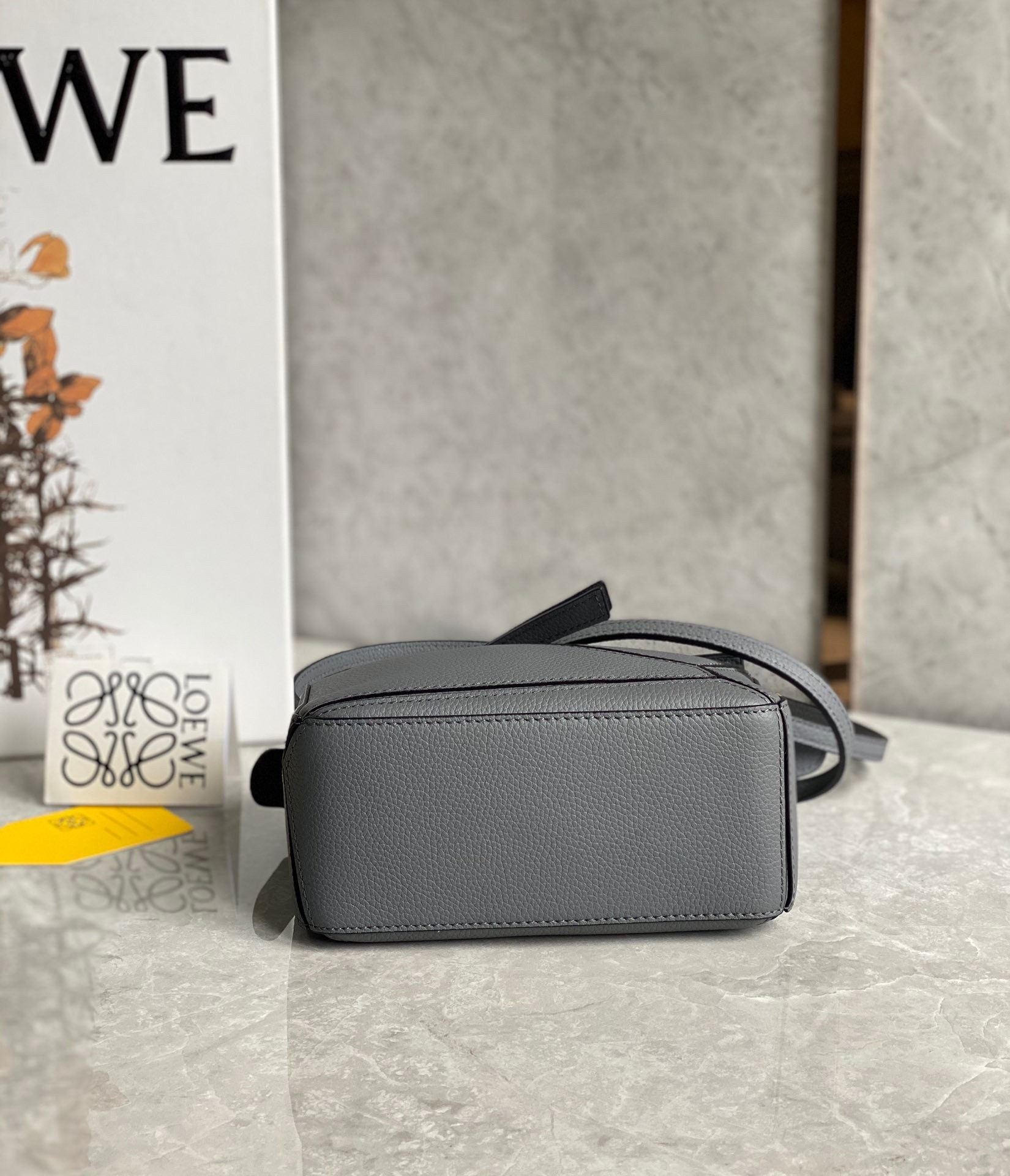 Loewe Puzzle Mini Bag In Asphalt Grey Grained Calfskin