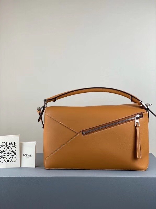 Loewe Large Puzzle Bag In Tan Calfskin