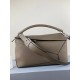 Loewe Large Puzzle Bag In Khaki Grained Leather