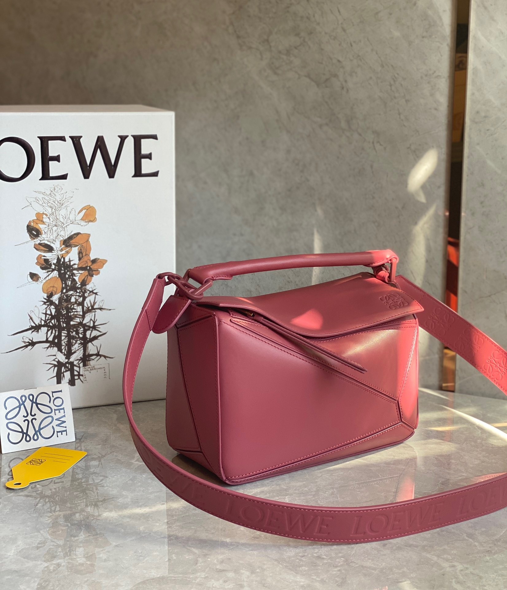 Loewe Puzzle Small Bag In Plumrose Satin Calfskin