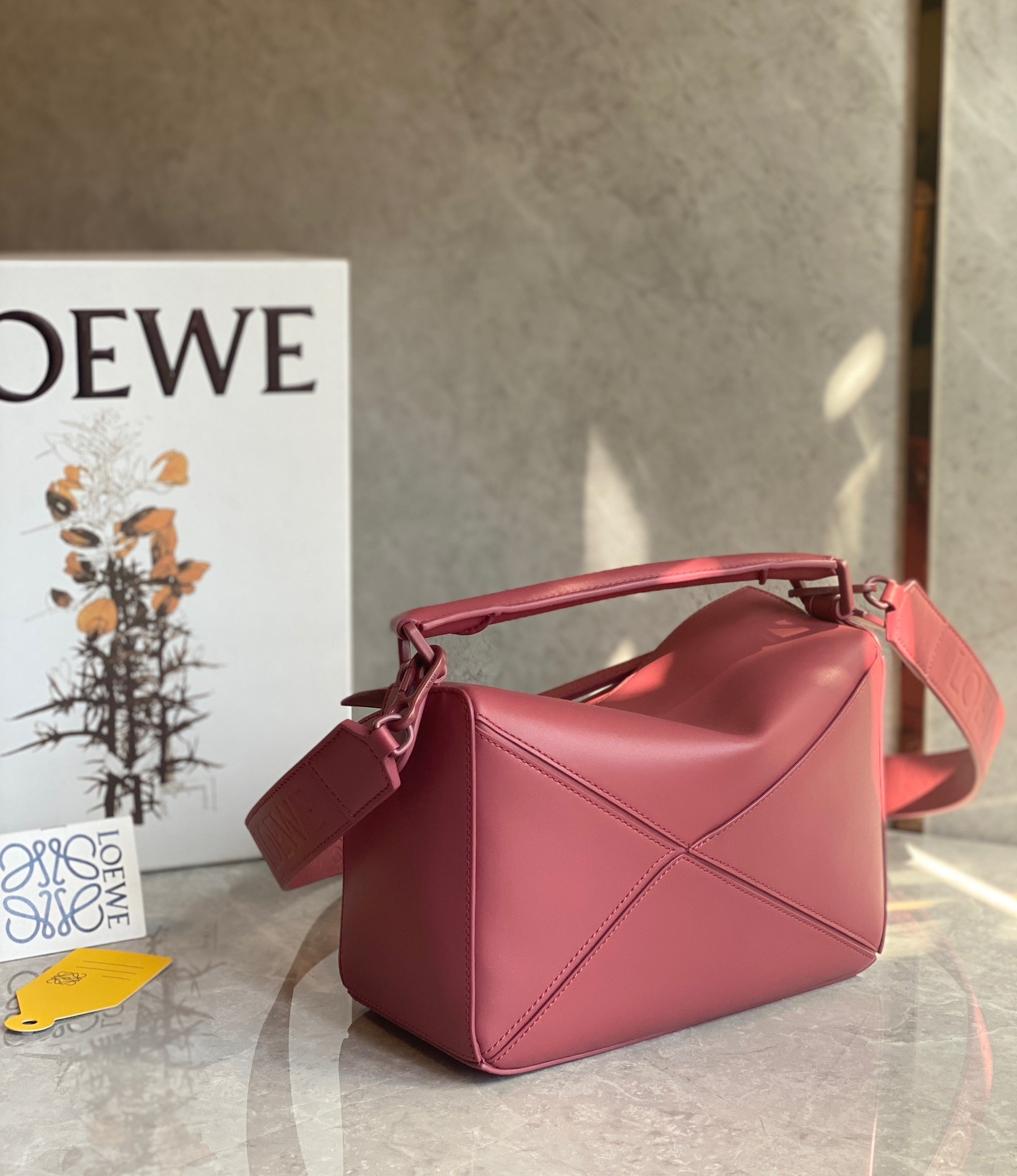 Loewe Puzzle Small Bag In Plumrose Satin Calfskin