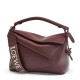 Loewe Puzzle Small Bag In Burgundy Satin Calfskin