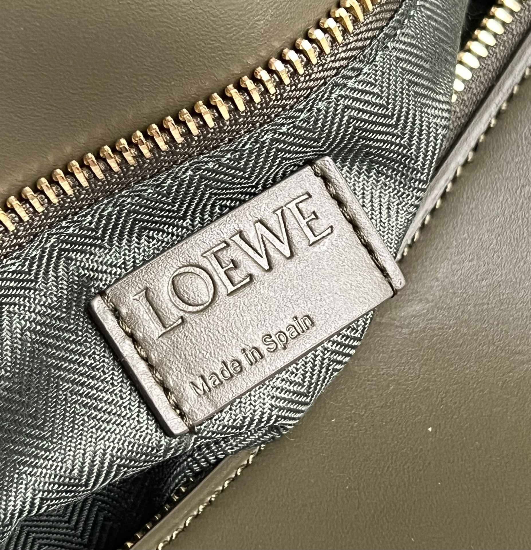 Loewe Puzzle Edge Small Bag In Khaki Green Satin Calfskin