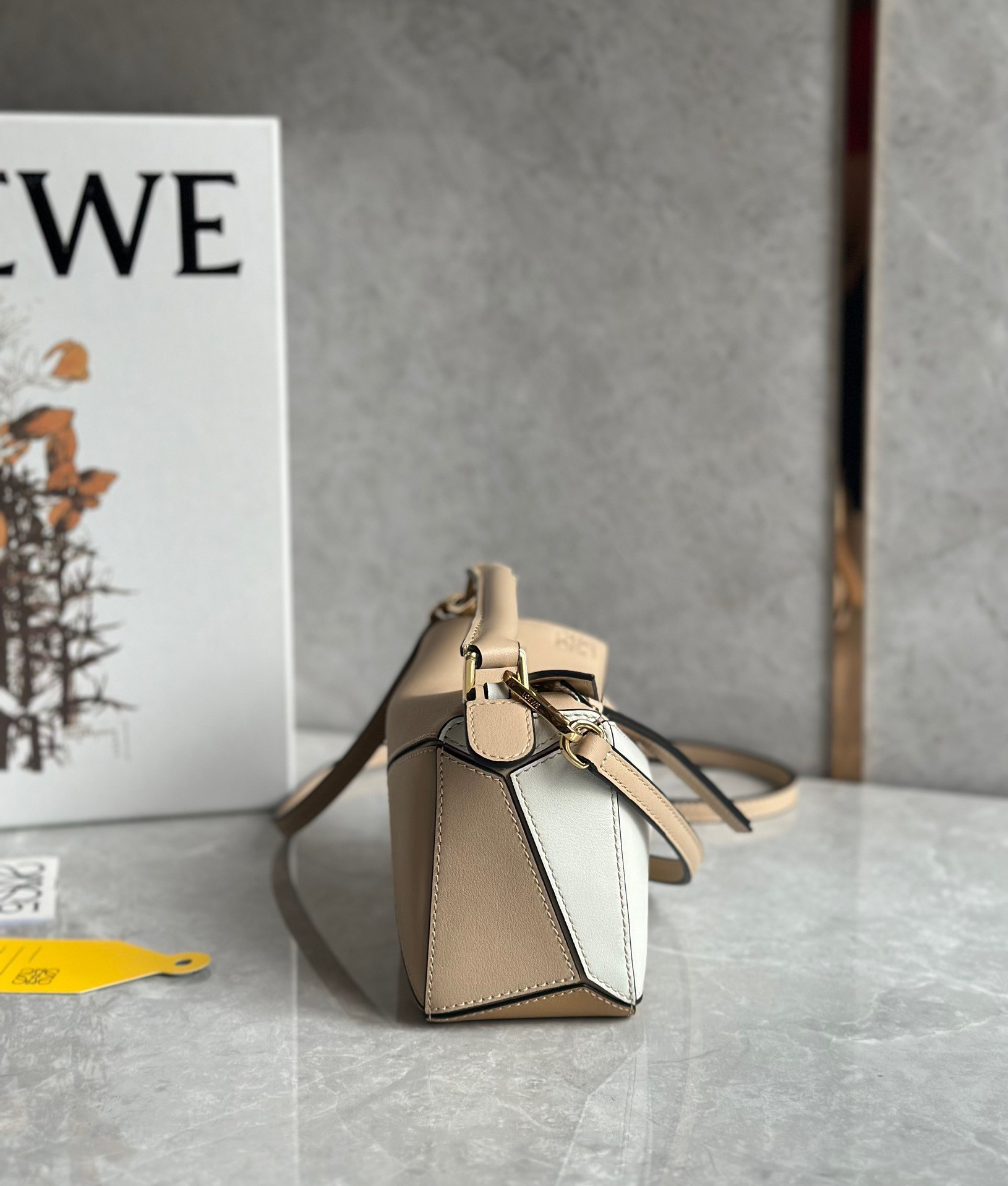 Loewe Puzzle Mini Bag In White/Warm Desert Calfskin