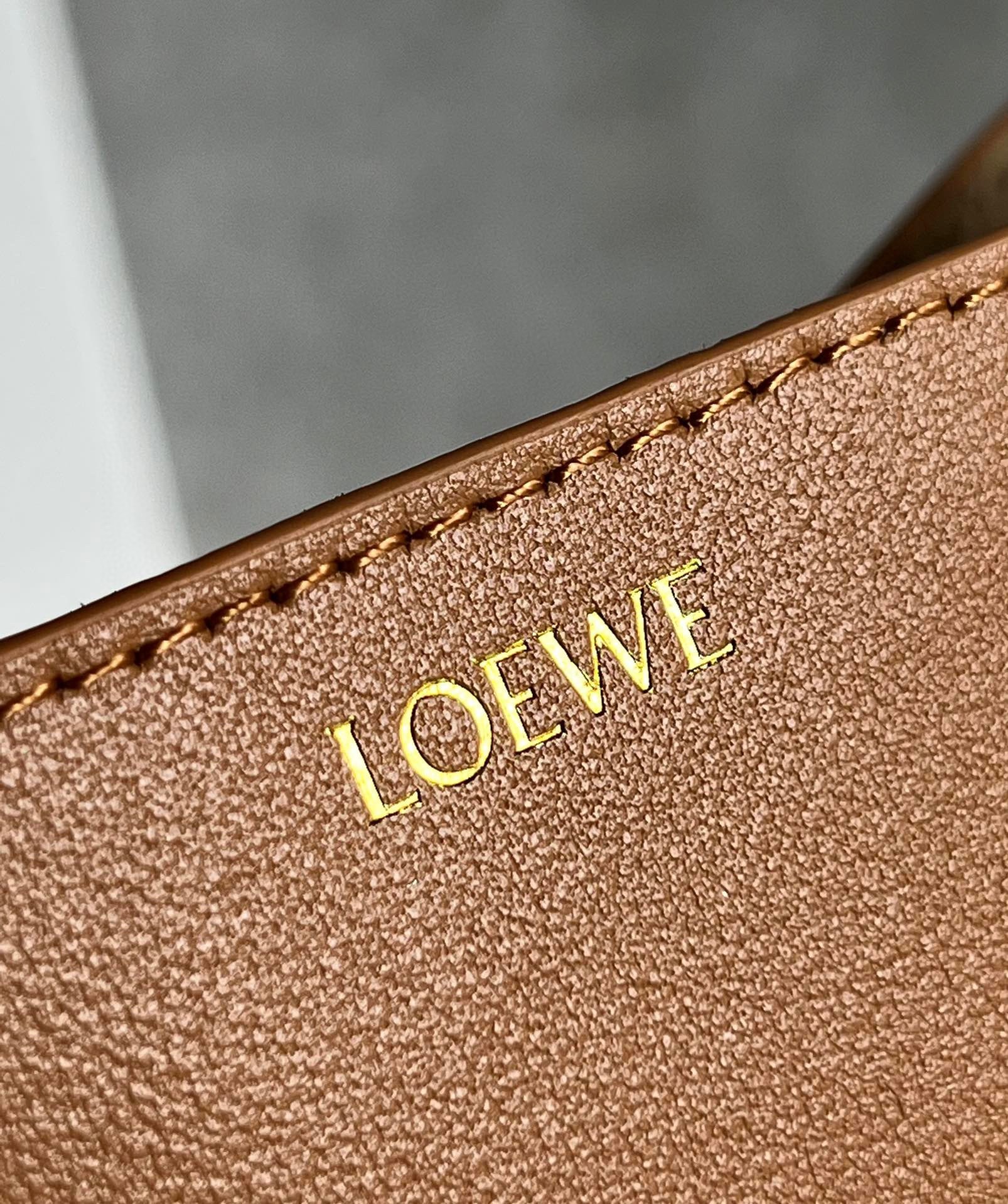 Loewe Mini Puzzle Fold Tote Bag in Tan Calfskin