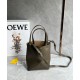 Loewe Mini Puzzle Fold Tote Bag in Dark Green Calfskin