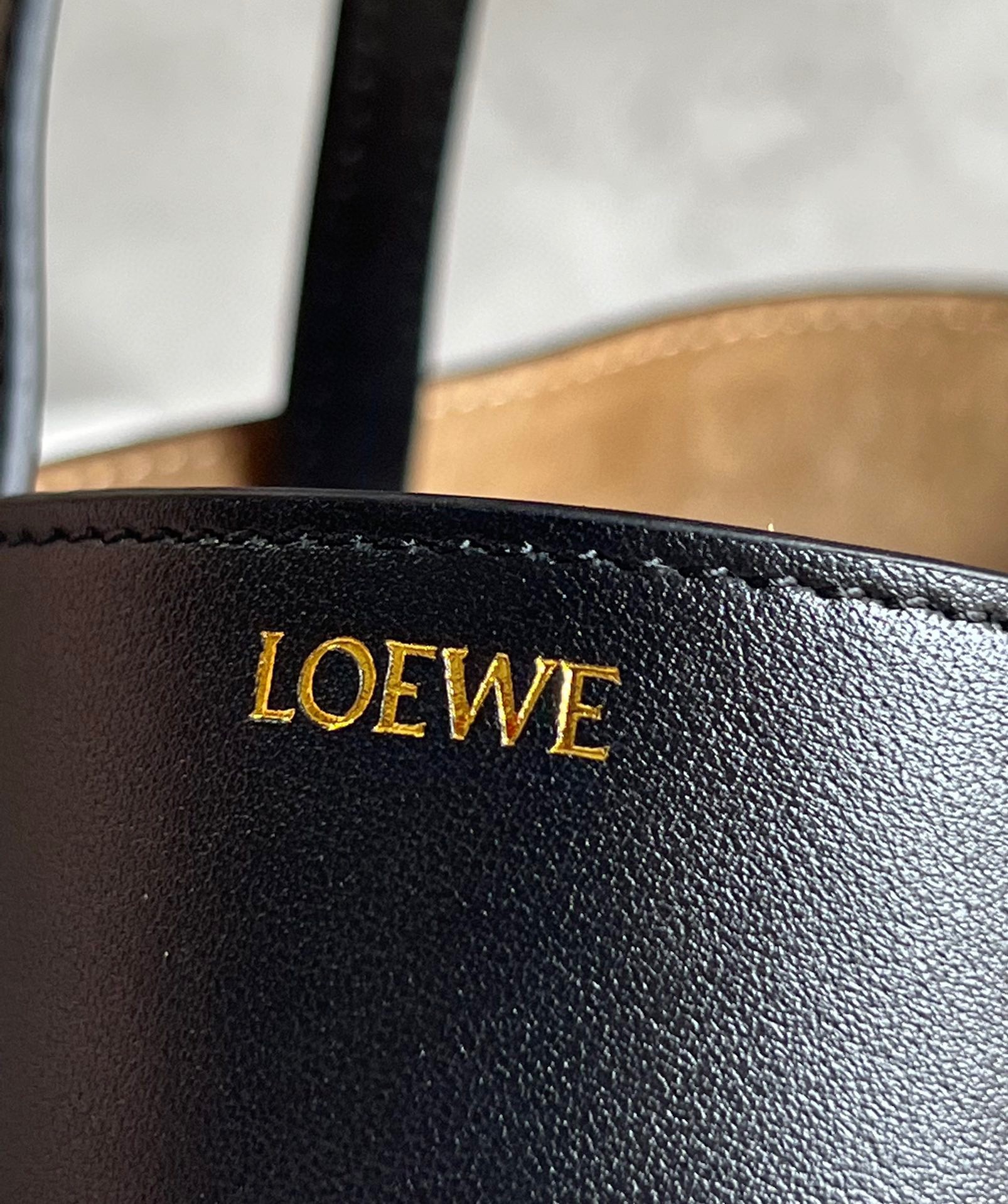 Loewe Mini Puzzle Fold Tote Bag in Black Calfskin