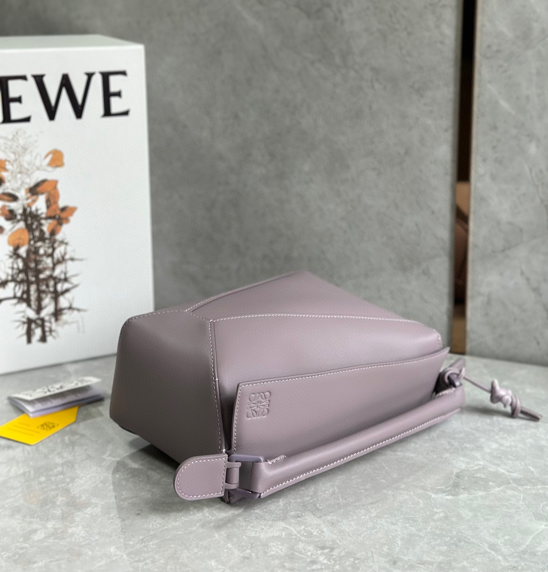 Loewe Puzzle Edge Small Bag In Pale Aubergine Satin Calfskin