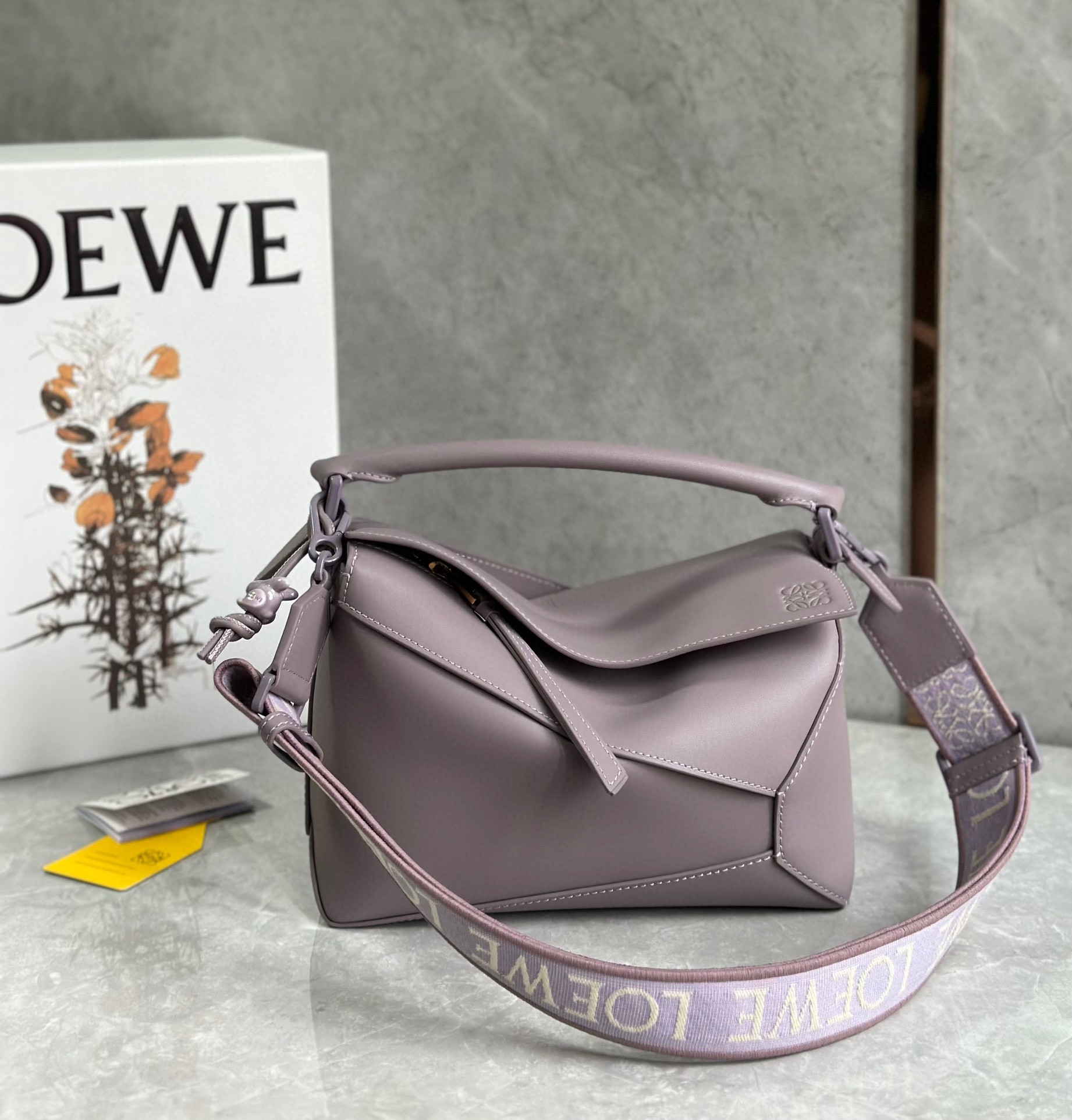 Loewe Puzzle Edge Small Bag In Pale Aubergine Satin Calfskin