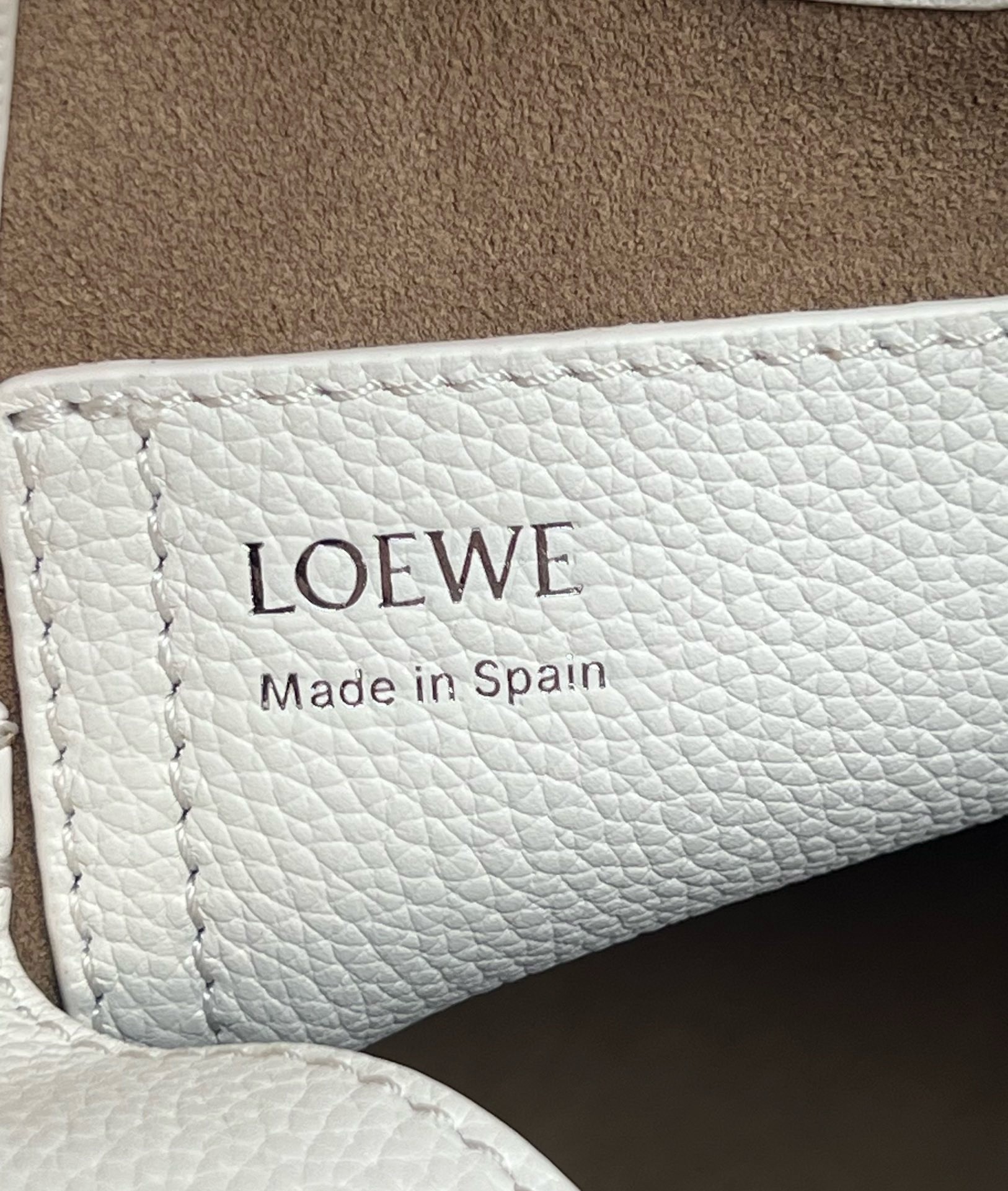 Loewe Mini Pebble Bucket Bag in White Grained Leather