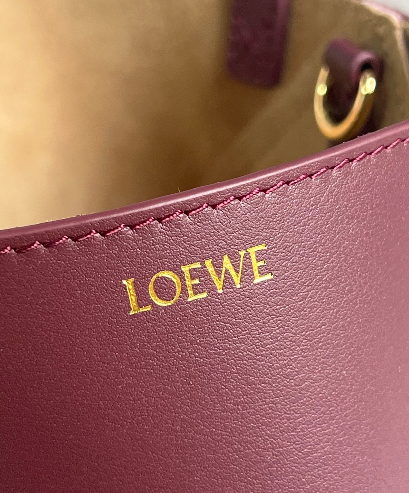 Loewe Mini Puzzle Fold Tote Bag in Bordeaux Calfskin