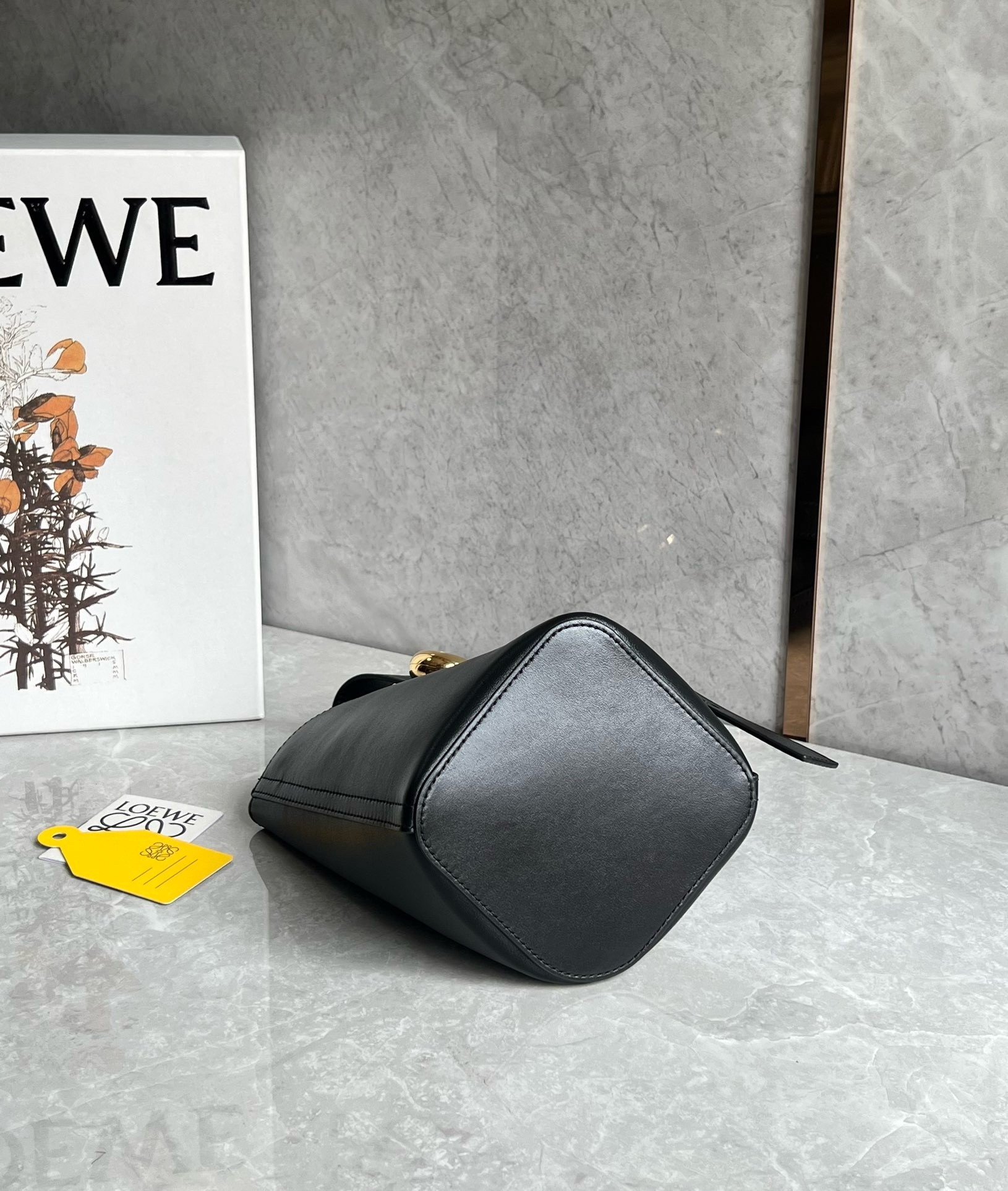 Loewe Mini Pebble Bucket Bag in Black Calfskin