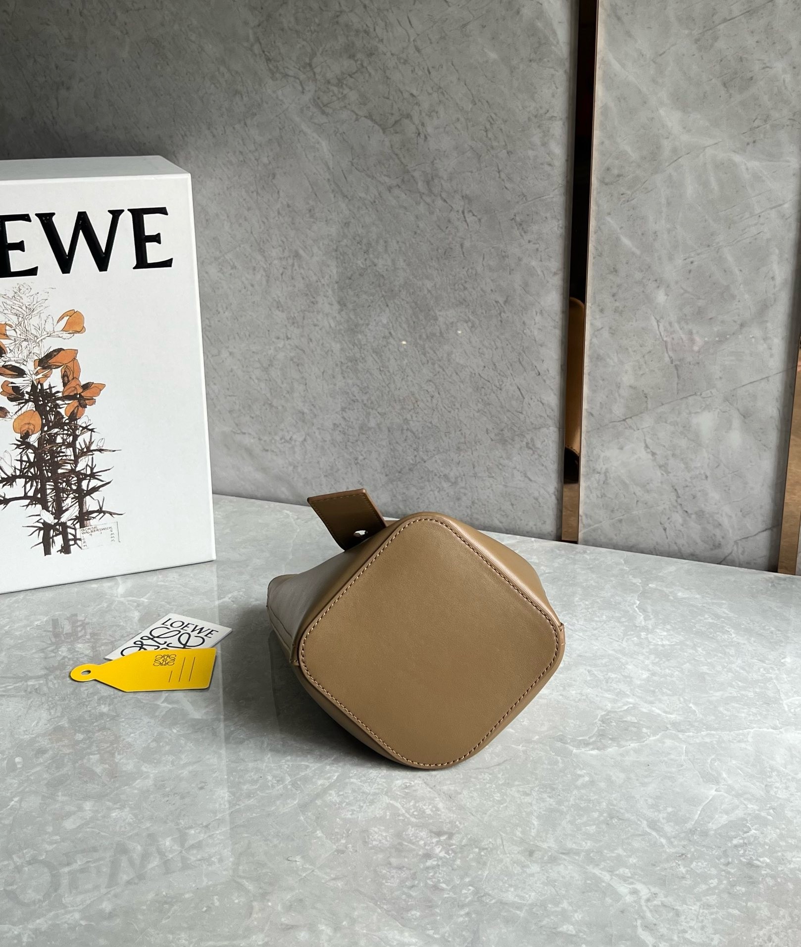 Loewe Mini Pebble Bucket Bag in Oak Calfskin