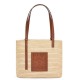 Loewe Small Square Basket Bag in Raffia and Brown Calfskin