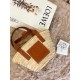 Loewe Small Basket Bag in Raffia and Brown Calfskin