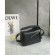 Loewe Puzzle Small Bag in Black Calfskin with Woven Handle