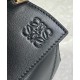 Loewe Puzzle Small Bag in Black Calfskin with Woven Handle