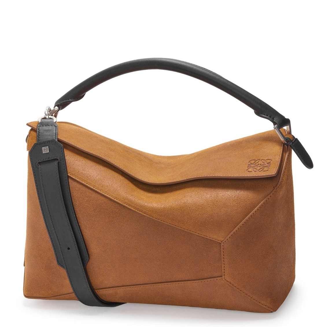 Loewe Puzzle Large Bag in Brown Suede Calfskin