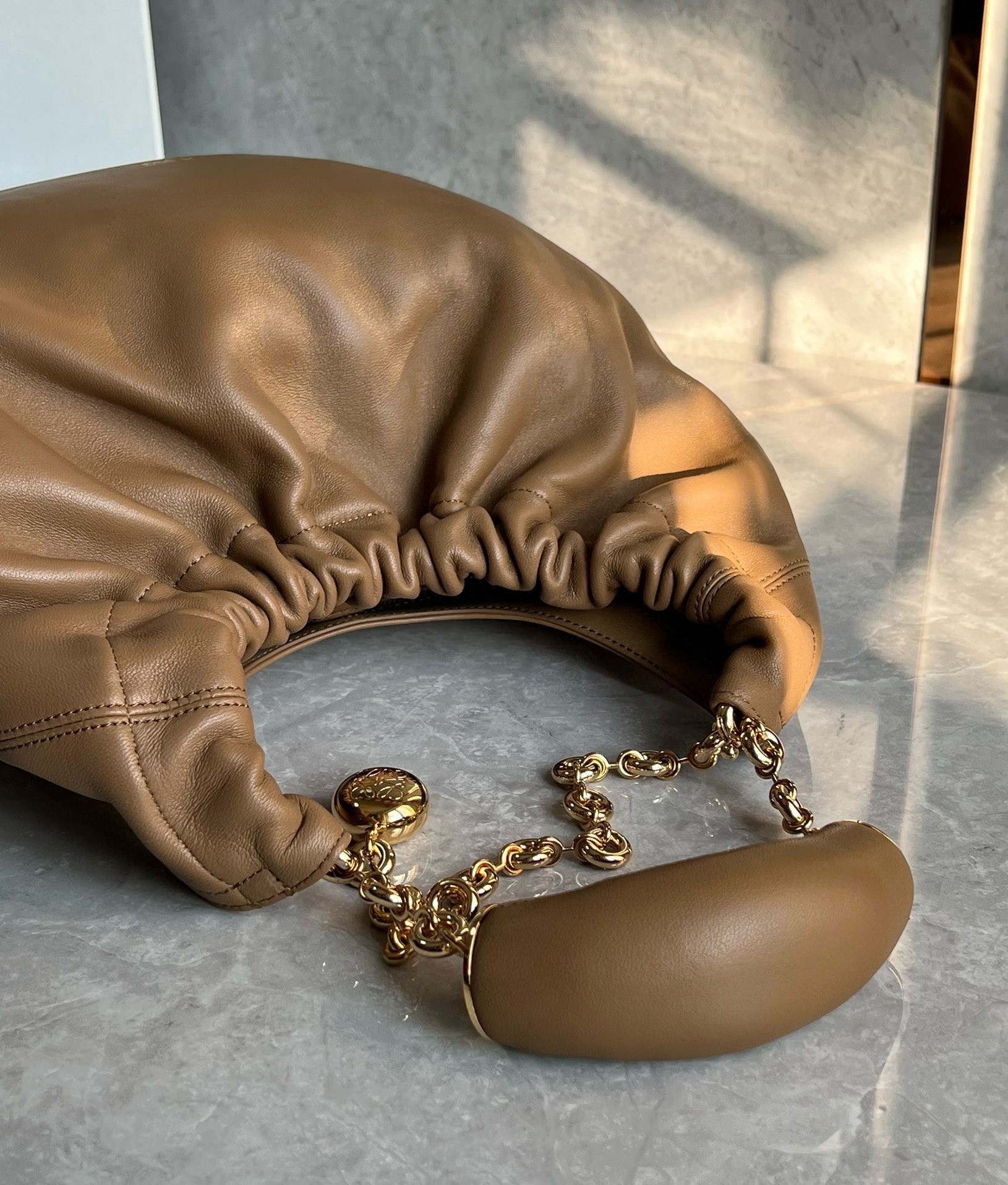 Loewe Small Squeeze Bag in Brown Nappa Lambskin