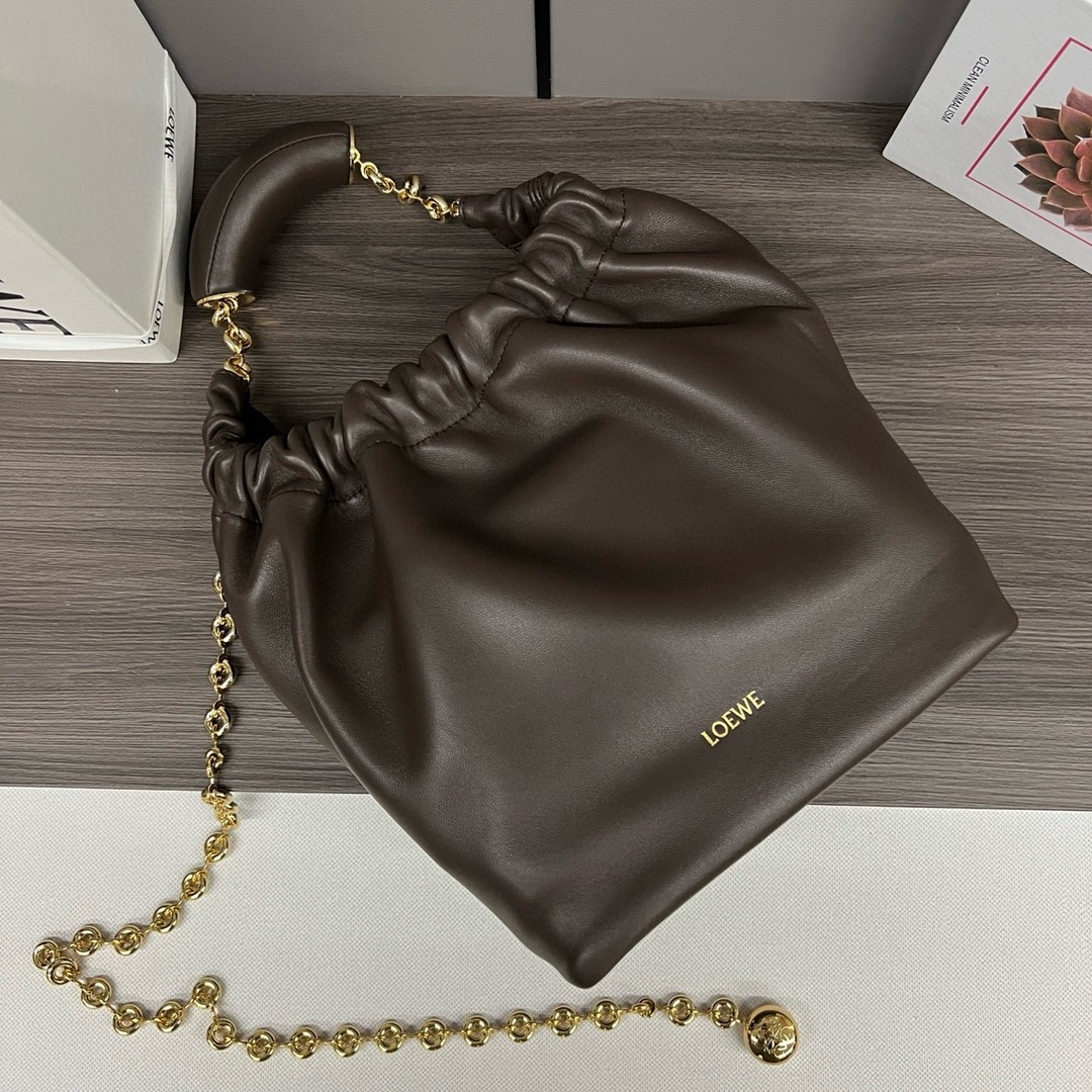 Loewe Small Squeeze Bag in Chocolate Nappa Lambskin