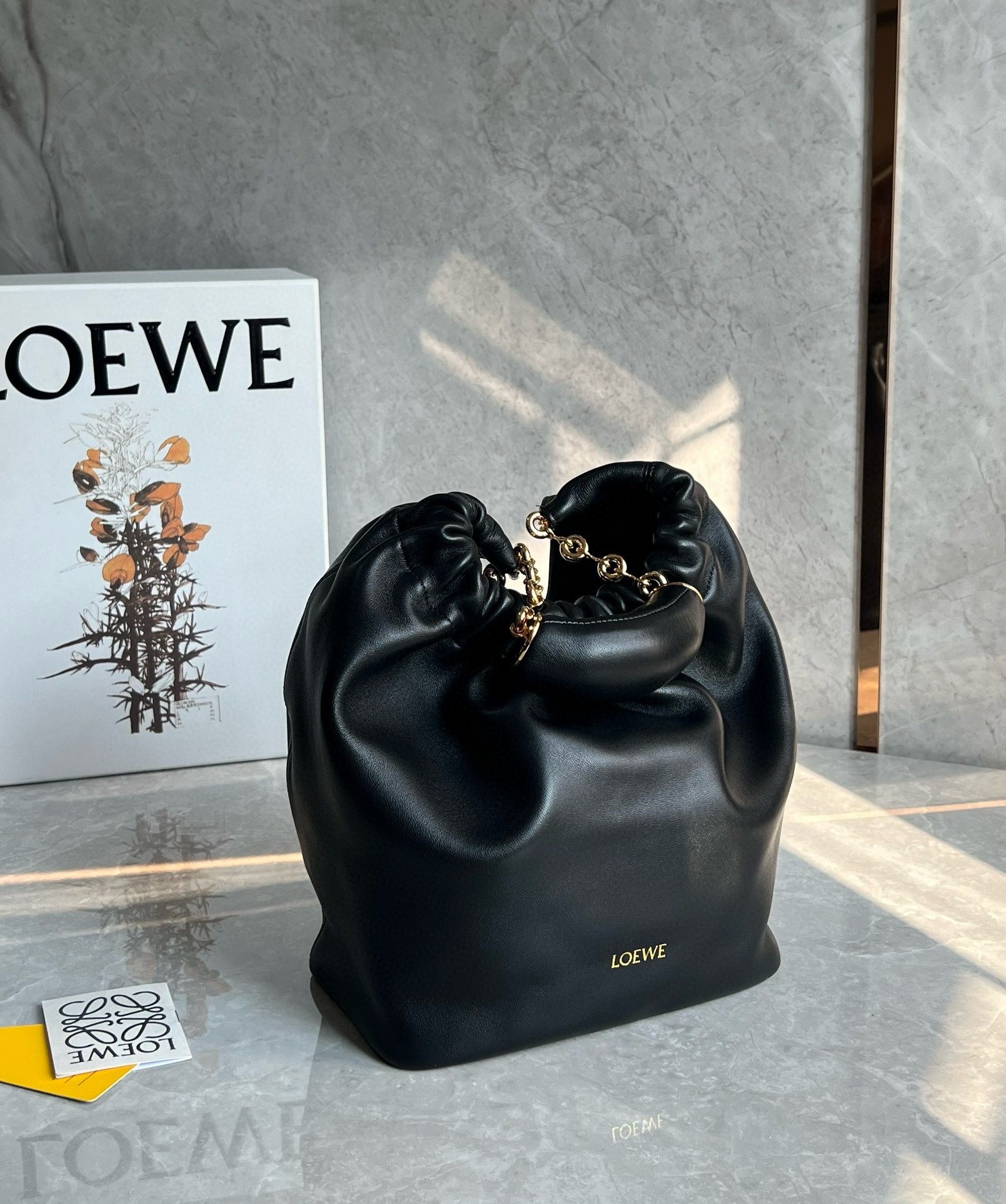 Loewe Small Squeeze Bag in Black Nappa Lambskin