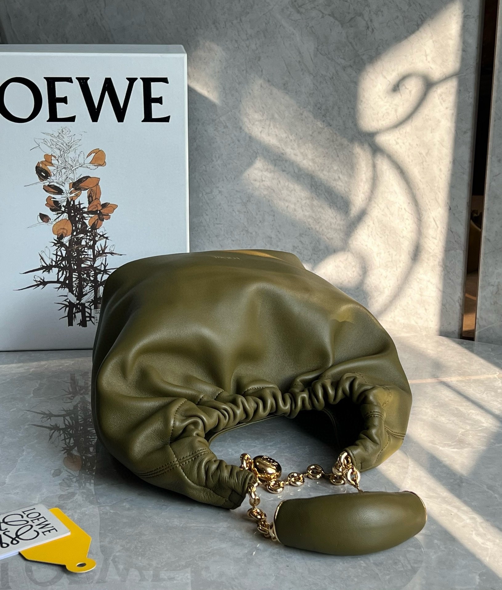 Loewe Small Squeeze Bag in Olive Nappa Lambskin