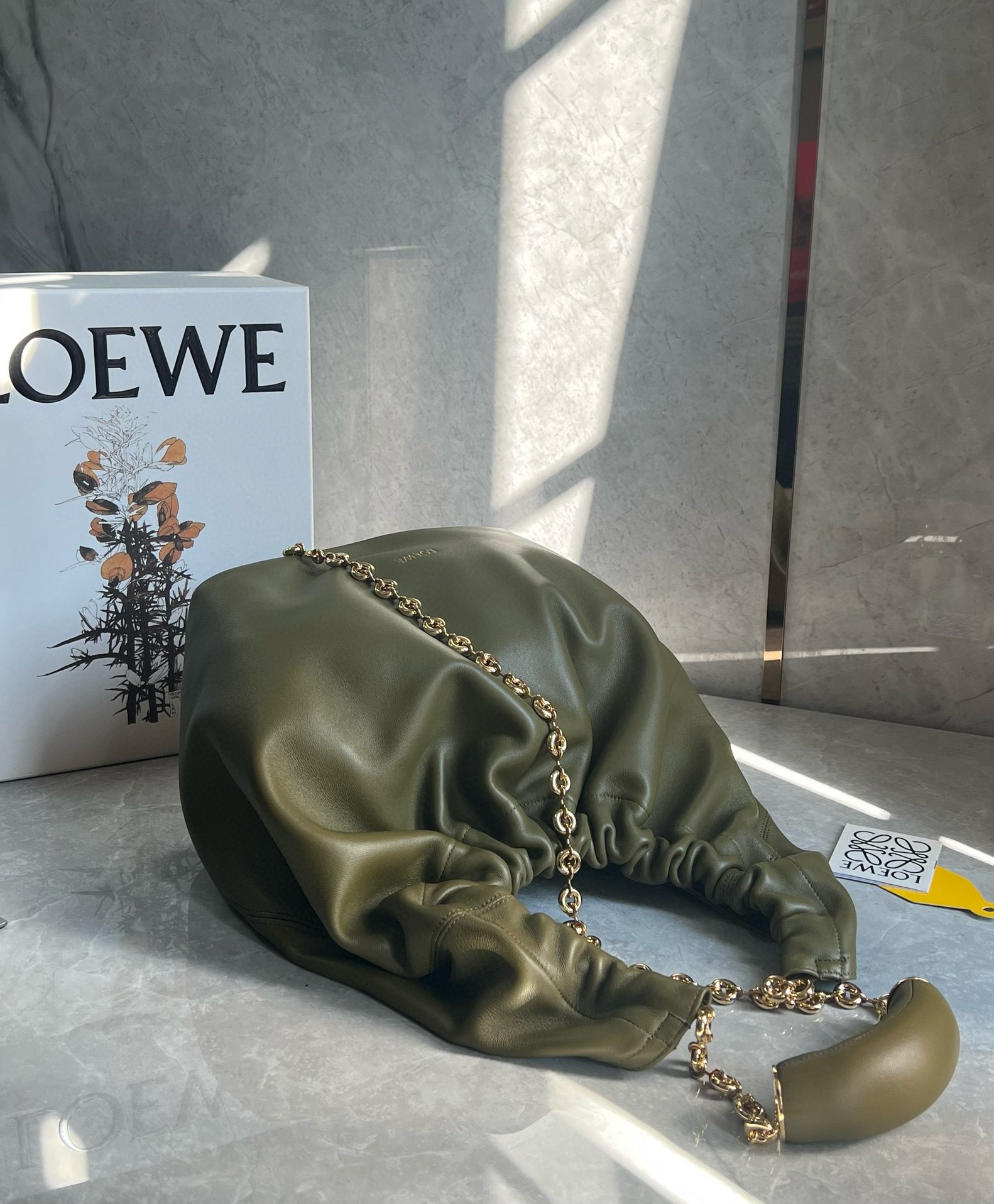 Loewe Medium Squeeze Bag in Olive Nappa Lambskin