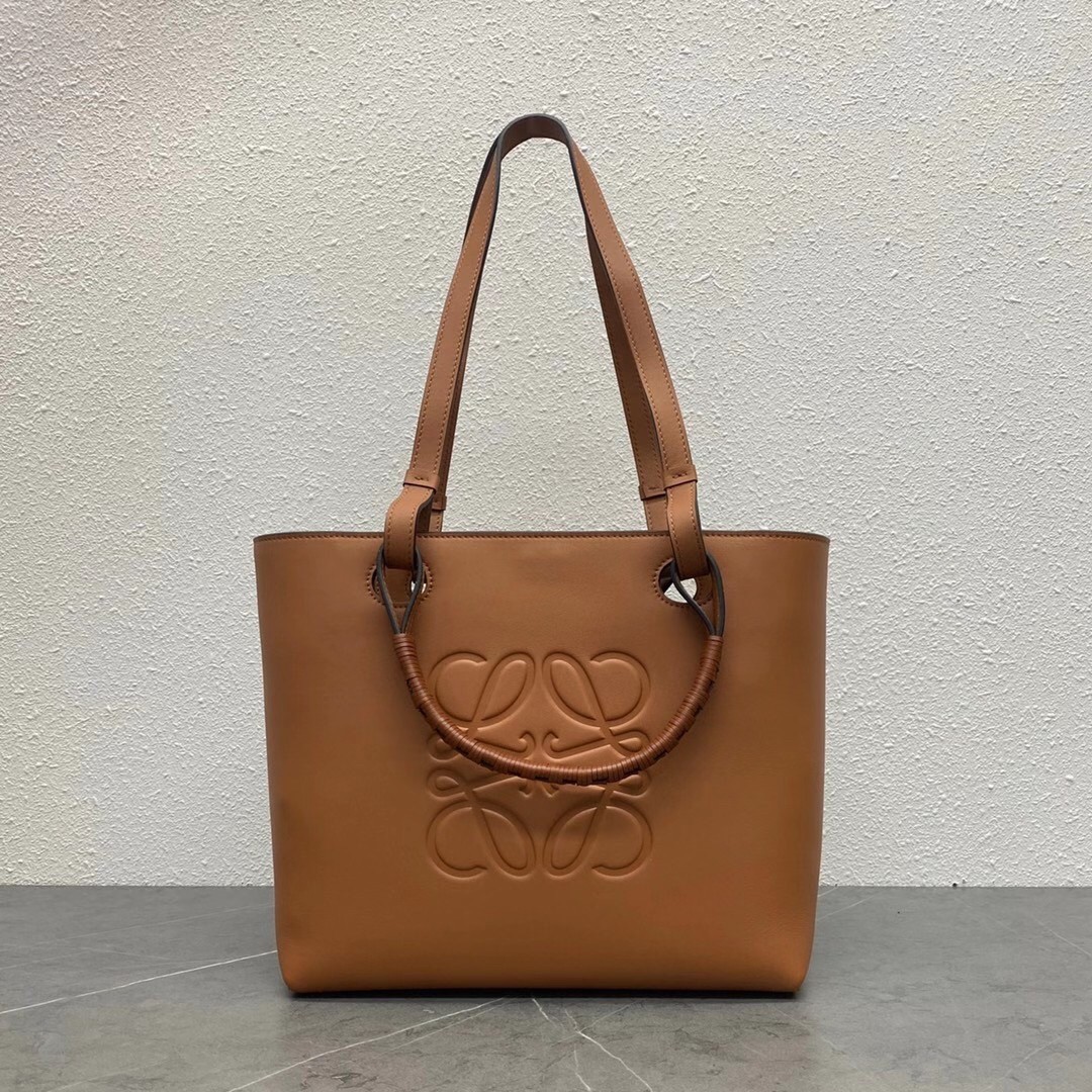 Loewe Small Anagram Tote In Brown Classic Calfskin