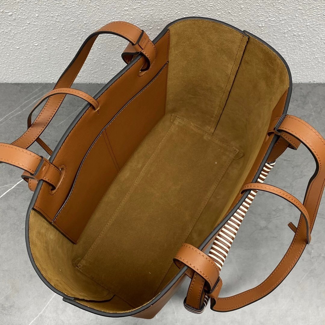 Loewe Small Anagram Tote In Brown Calfskin