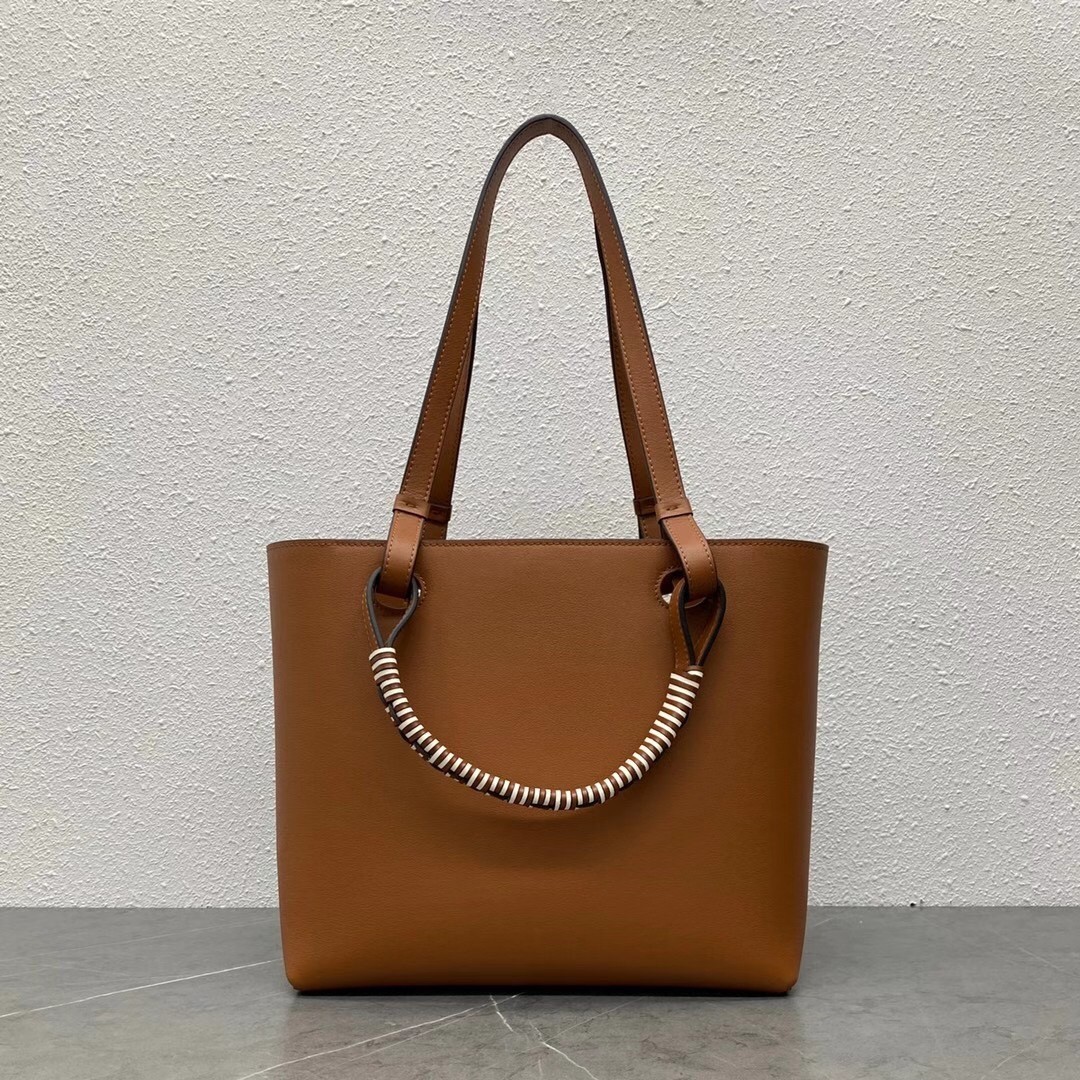 Loewe Small Anagram Tote In Brown Calfskin