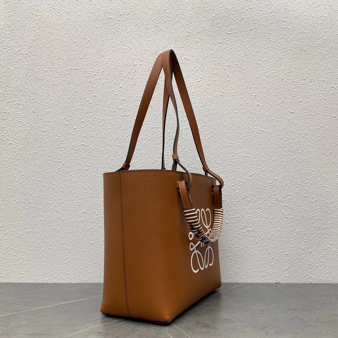 Loewe Small Anagram Tote In Brown Calfskin