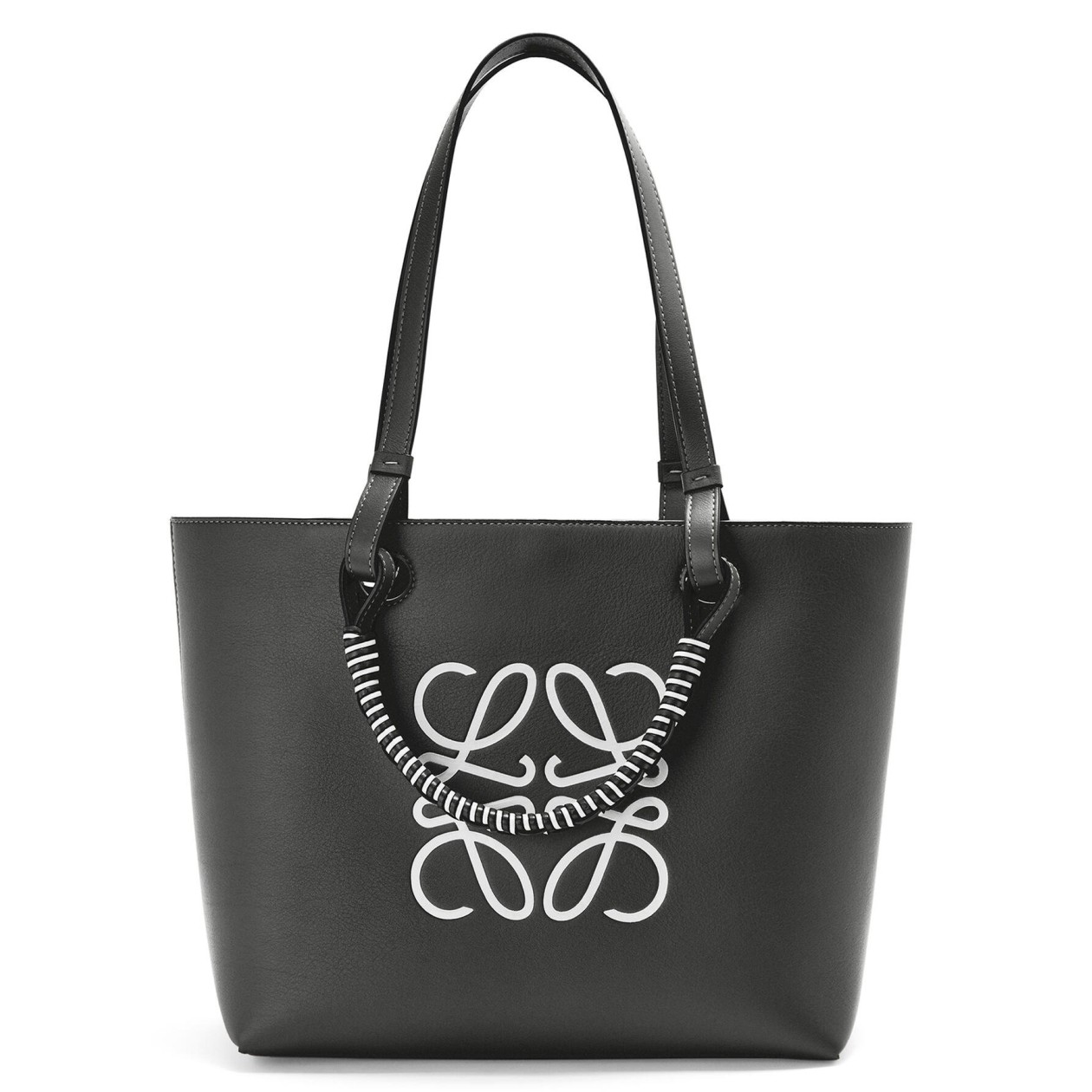 Loewe Small Anagram Tote In Black Calfskin