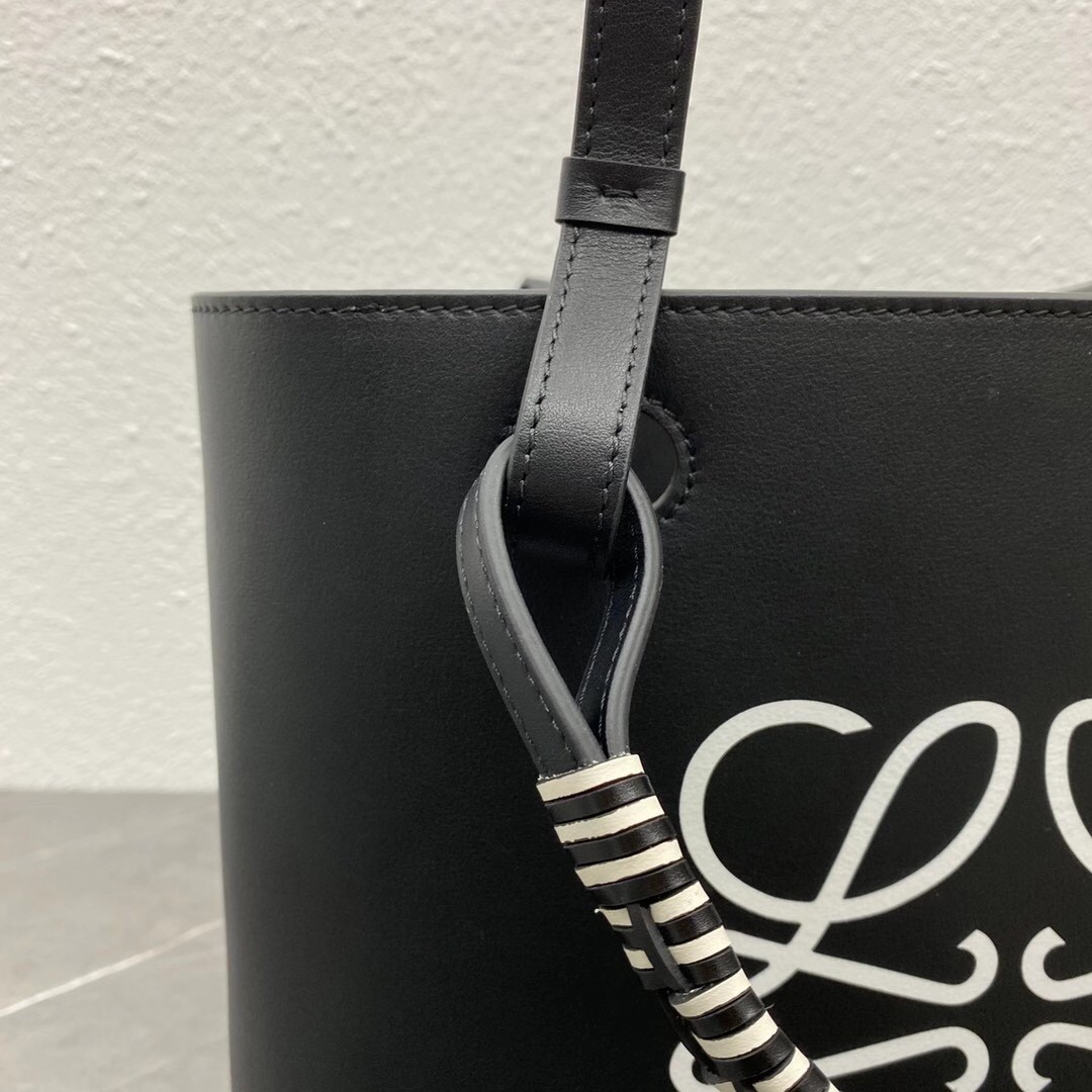 Loewe Small Anagram Tote In Black Calfskin