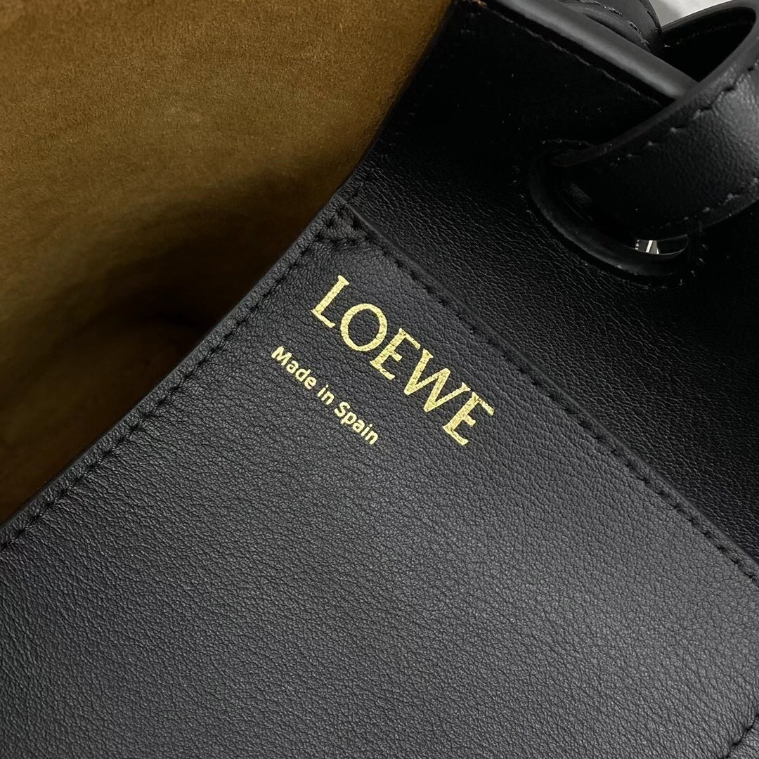 Loewe Small Anagram Tote In Black Calfskin