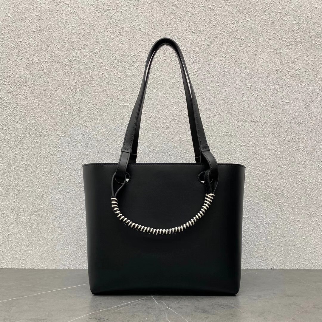 Loewe Small Anagram Tote In Black Calfskin