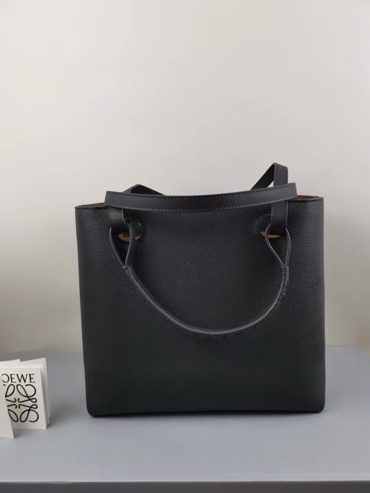 Loewe Small Anagram Tote In Black Grained Calfskin