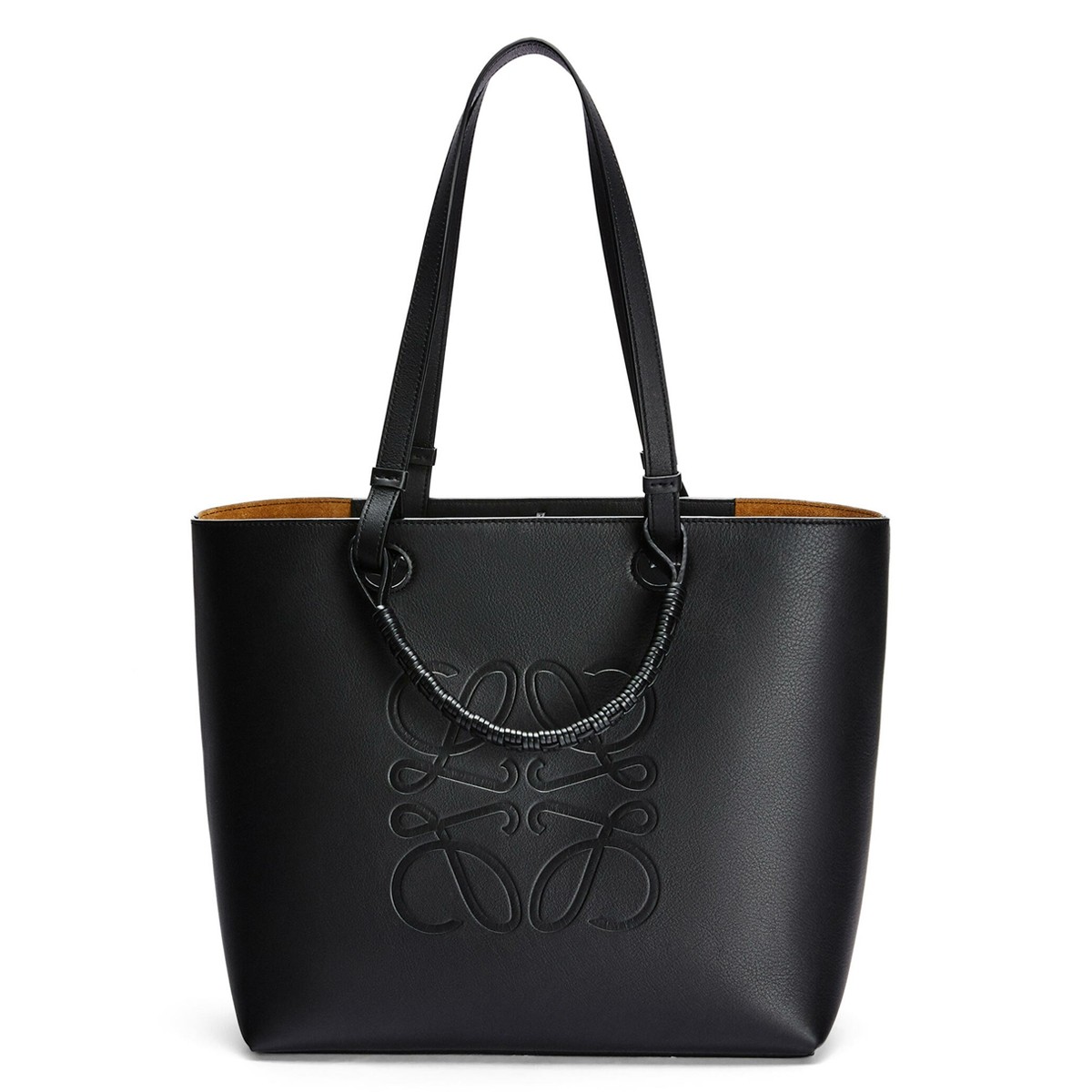 Loewe Anagram Medium Tote Bag In Black Calfskin