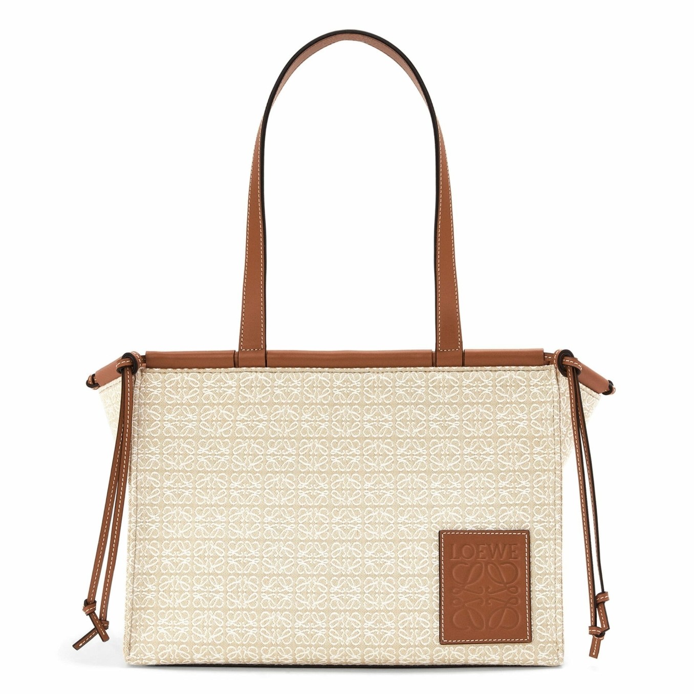 Loewe Small Cushion Tote In Beige Anagram Jacquard