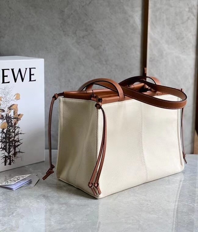 Loewe Medium Cushion Tote In Canvas and Calfskin