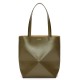 Loewe Medium Puzzle Fold Tote Bag in Dark Green Calfskin