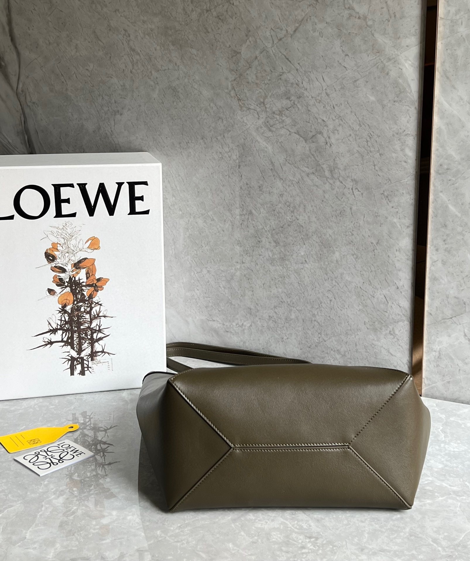 Loewe Medium Puzzle Fold Tote Bag in Dark Green Calfskin