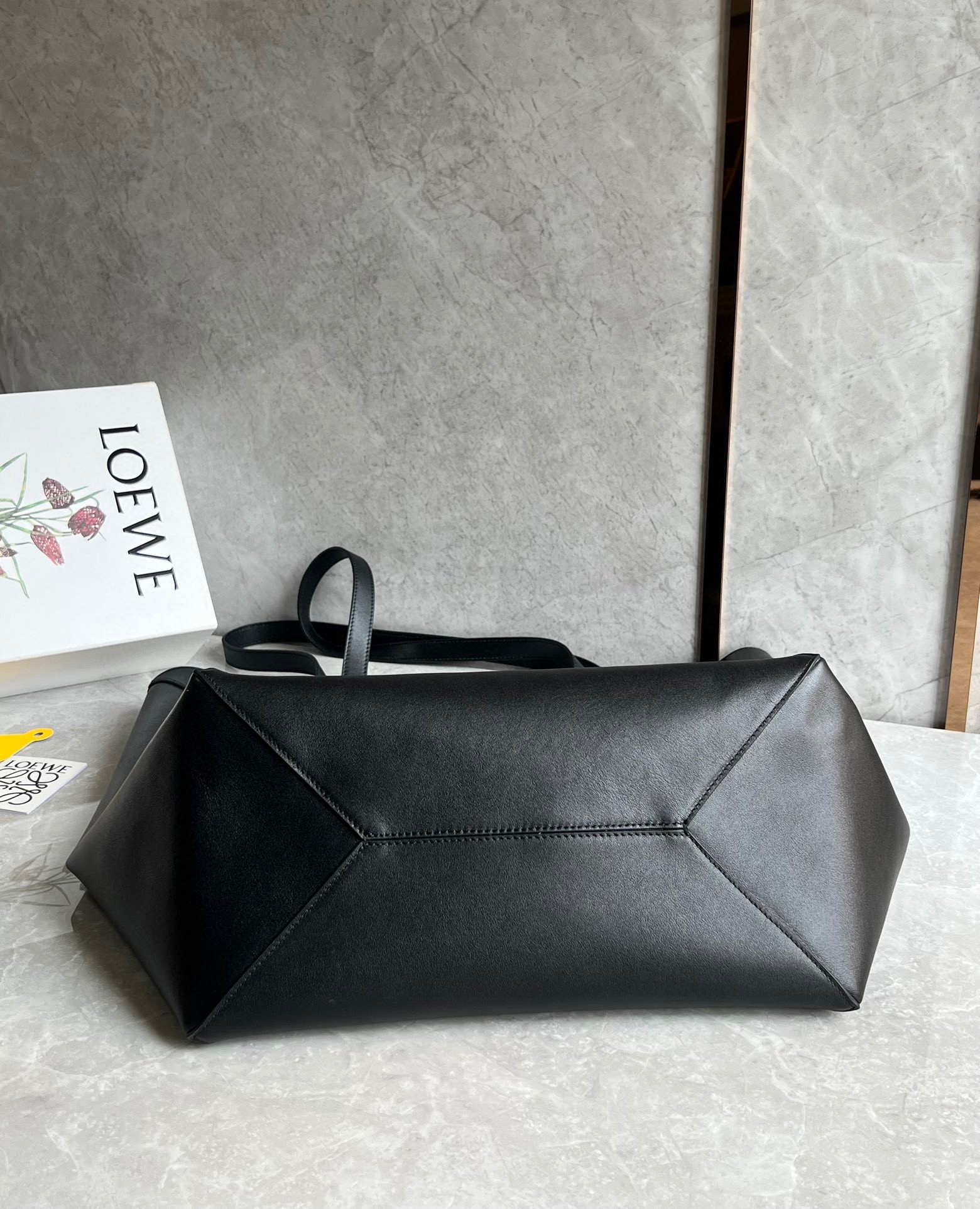 Loewe Large Puzzle Fold Tote Bag in Black Calfskin