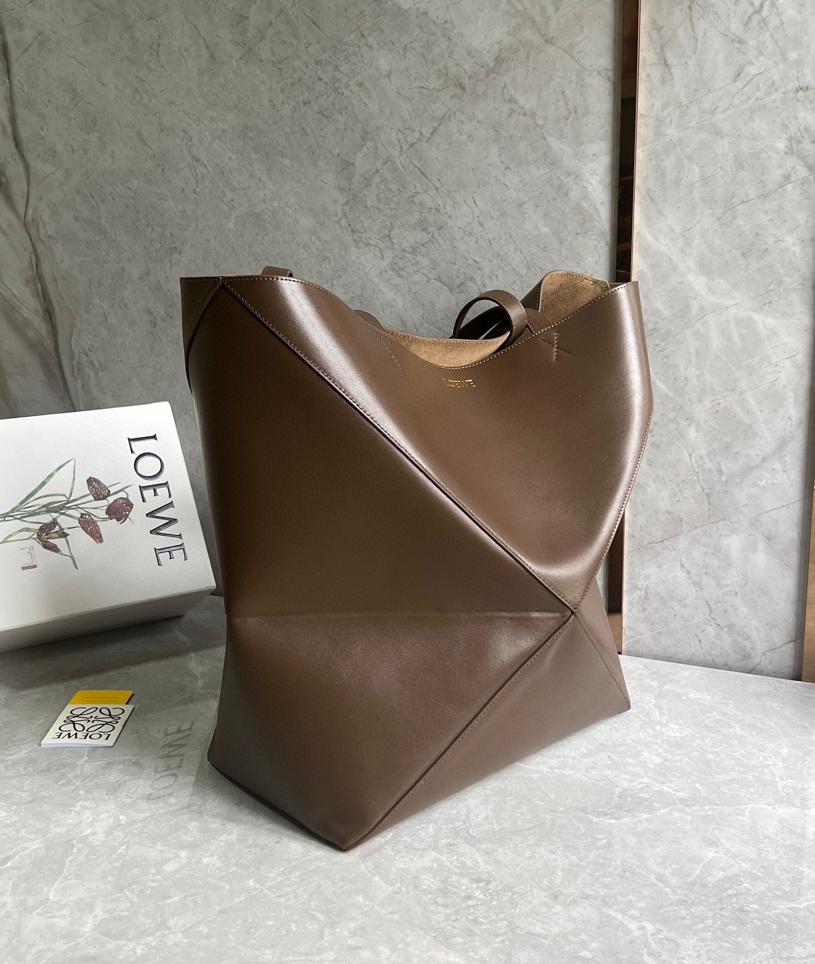 Loewe Large Puzzle Fold Tote Bag in Umber Calfskin