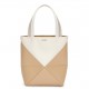 Loewe Mini Puzzle Fold Tote Bag in White/Beige Calfskin