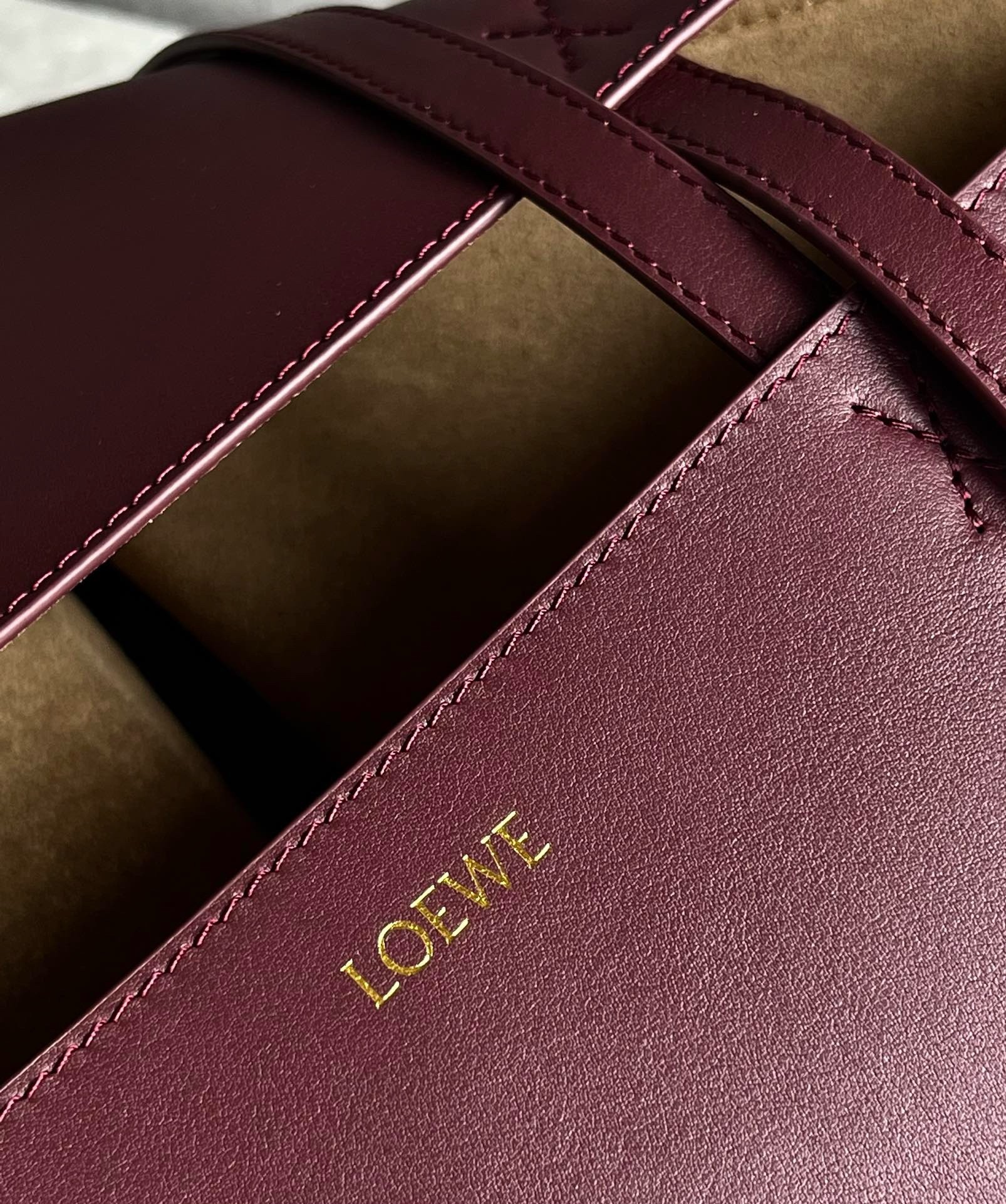 Loewe Medium Puzzle Fold Tote Bag in Bordeaux Calfskin