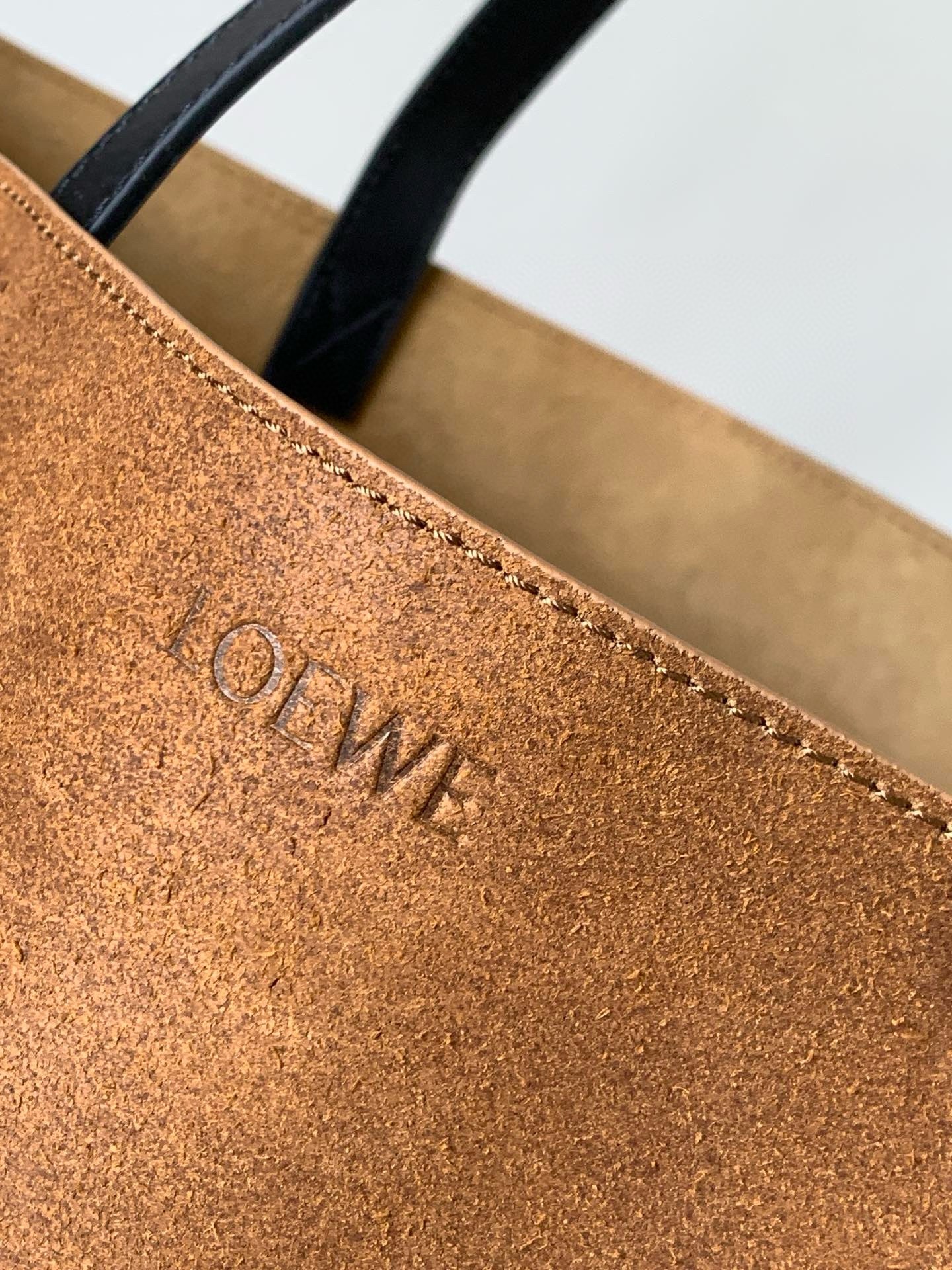 Loewe XL Puzzle Fold Tote Bag in Brown Suede Calfskin