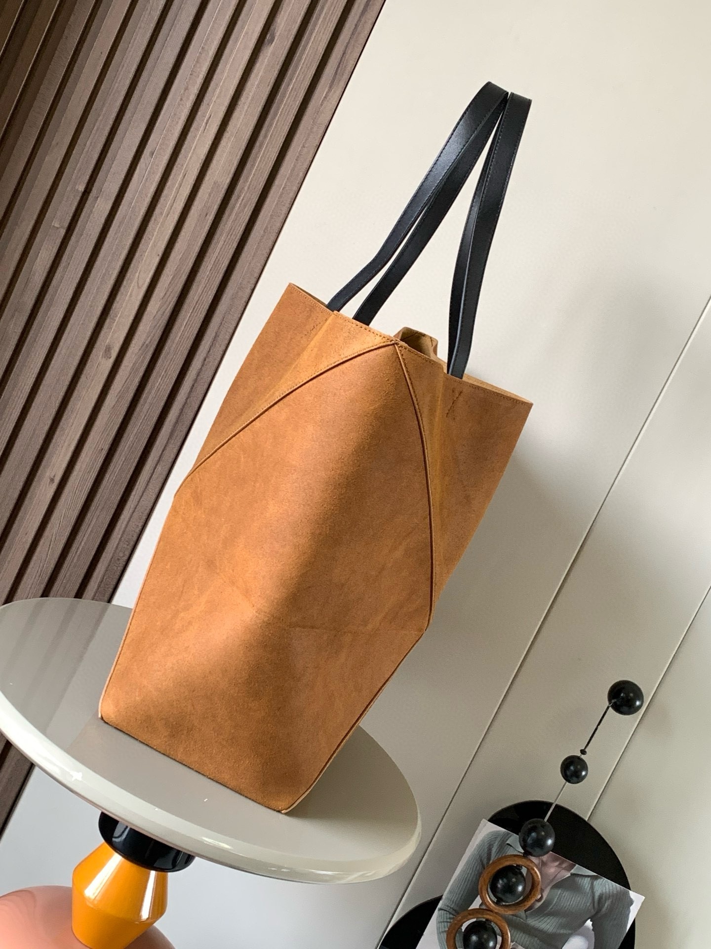 Loewe XL Puzzle Fold Tote Bag in Brown Suede Calfskin