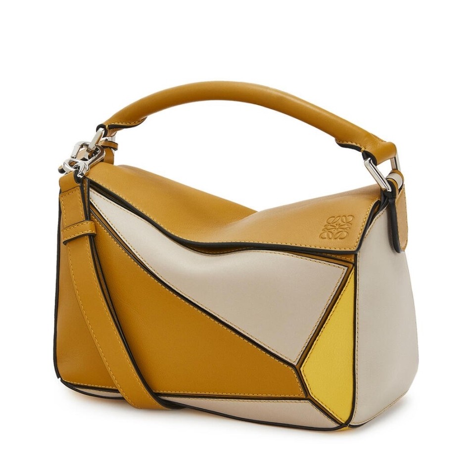 Loewe Small Puzzle Bag In Ochre/Yellow/Beige Calfskin